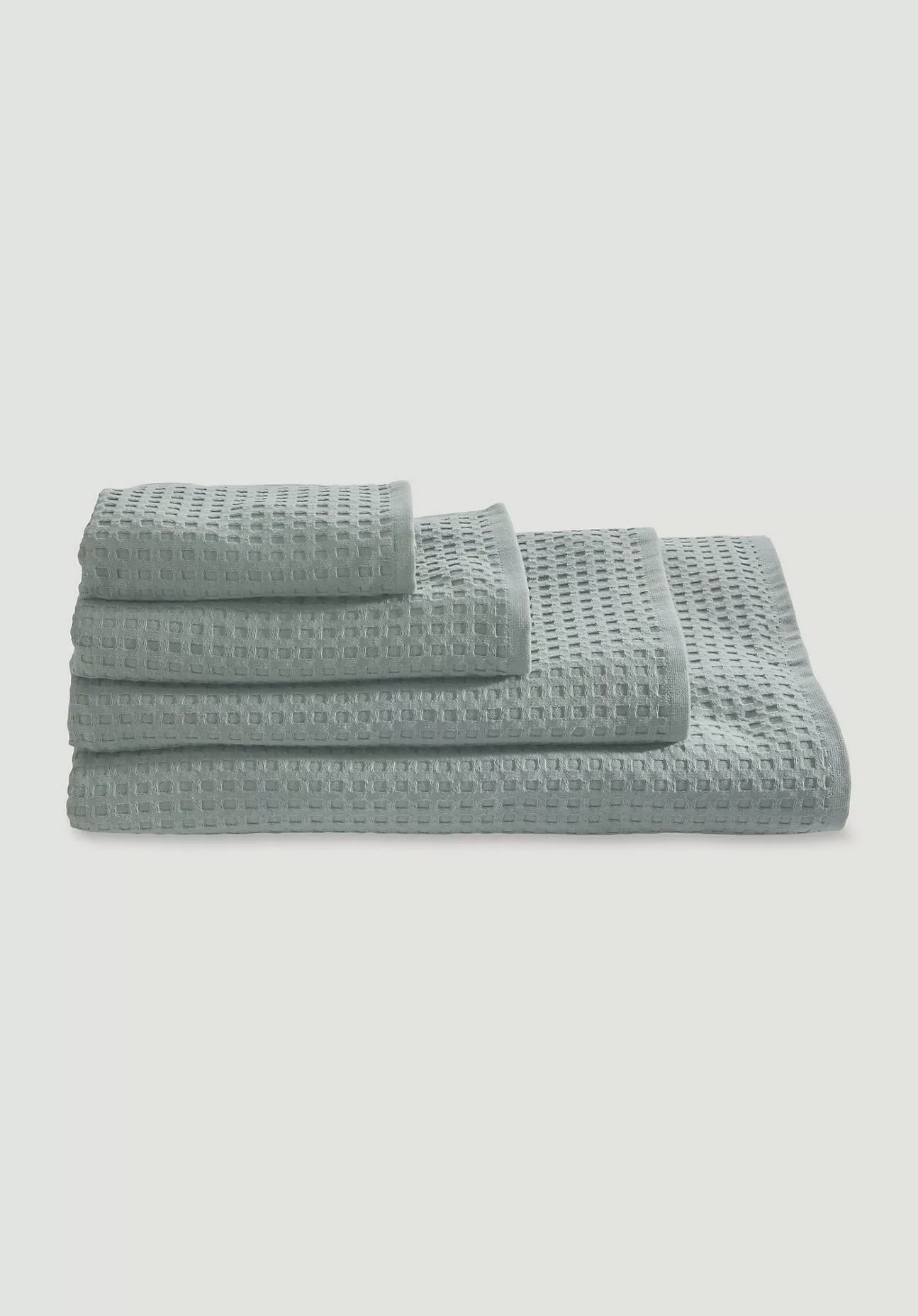 hessnatur Waffelpiqué-Handtuch aus Bio-Baumwolle - grün - Größe 100x180 cm günstig online kaufen