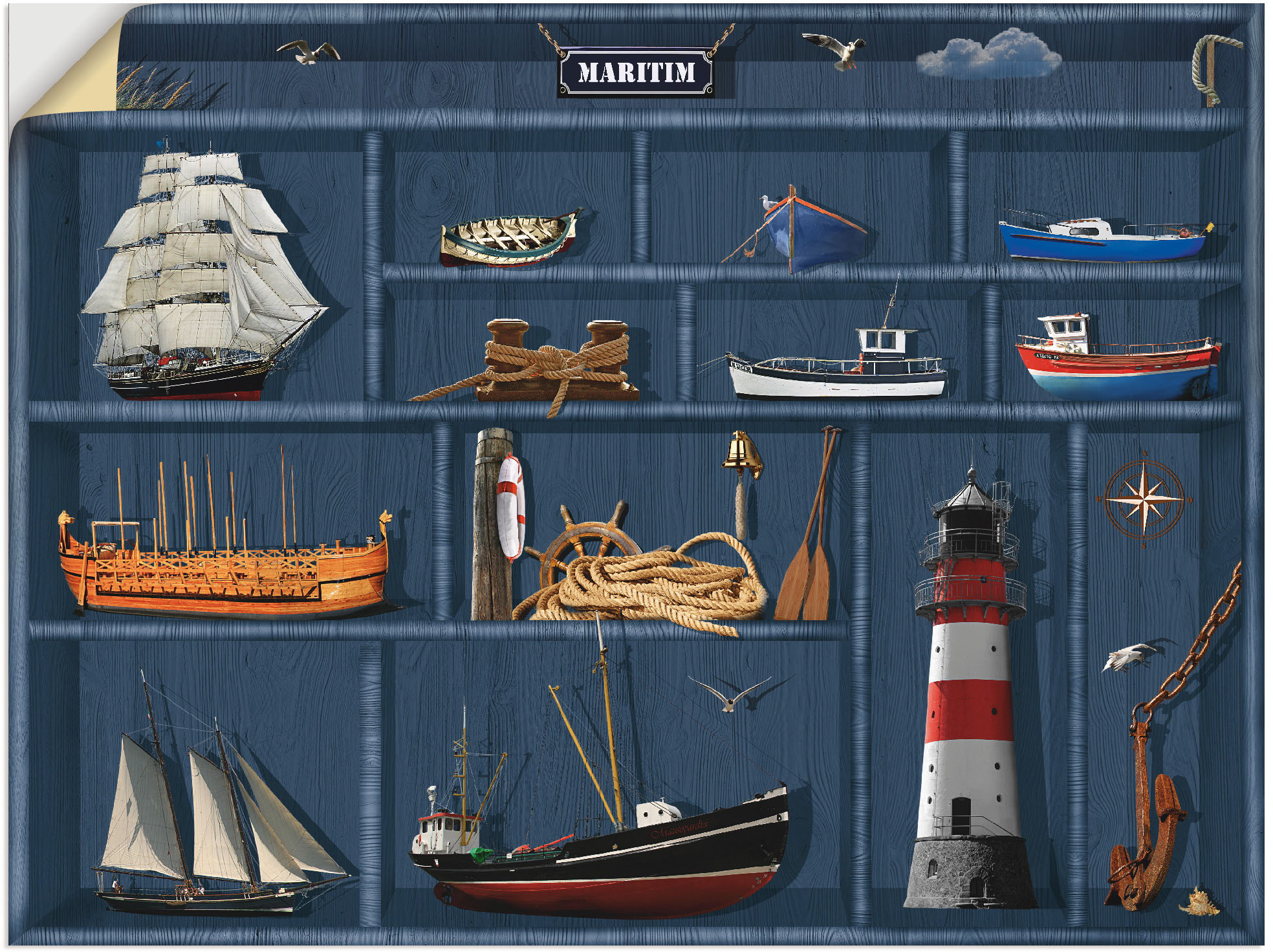 Artland Wandbild "Der maritime Setzkasten", Arrangements, (1 St.), als Lein günstig online kaufen