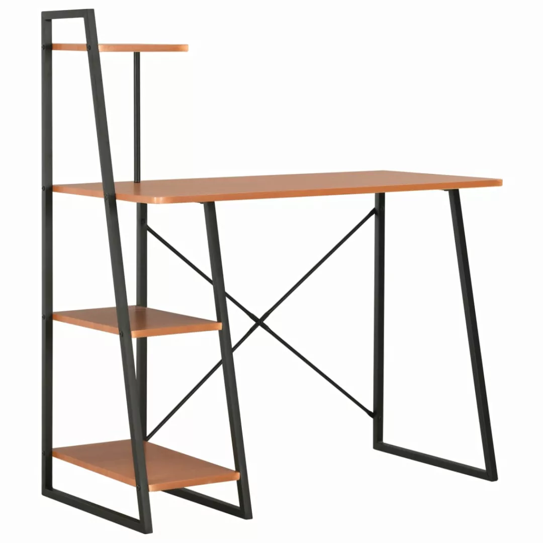 Schreibtisch Mit Regaleinheit Schwarz Und Braun 102×50×117 Cm günstig online kaufen