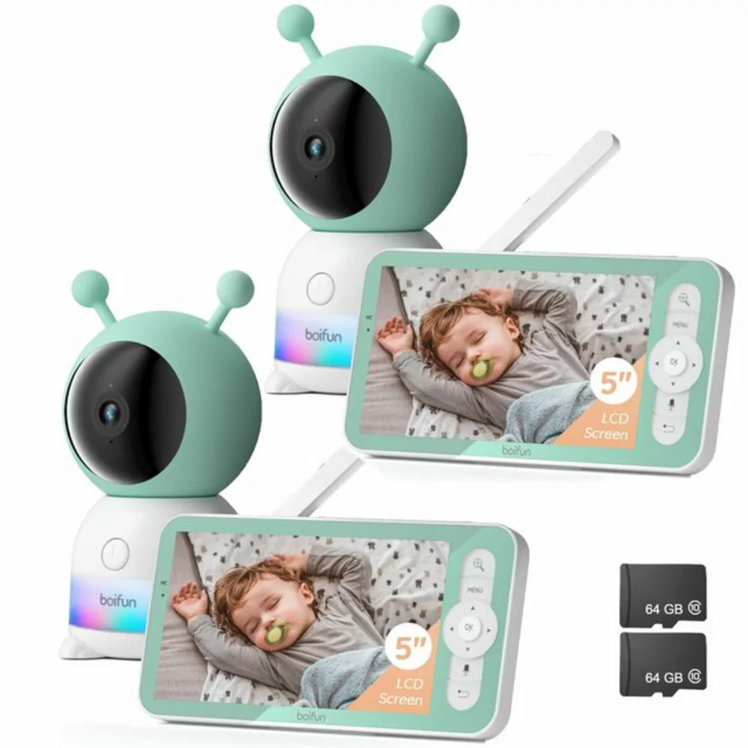 Boifun Babyphone 2 Stück Babyphone mit Kamera 2K/3MP, 5 Zoll WiFi Video Bab günstig online kaufen