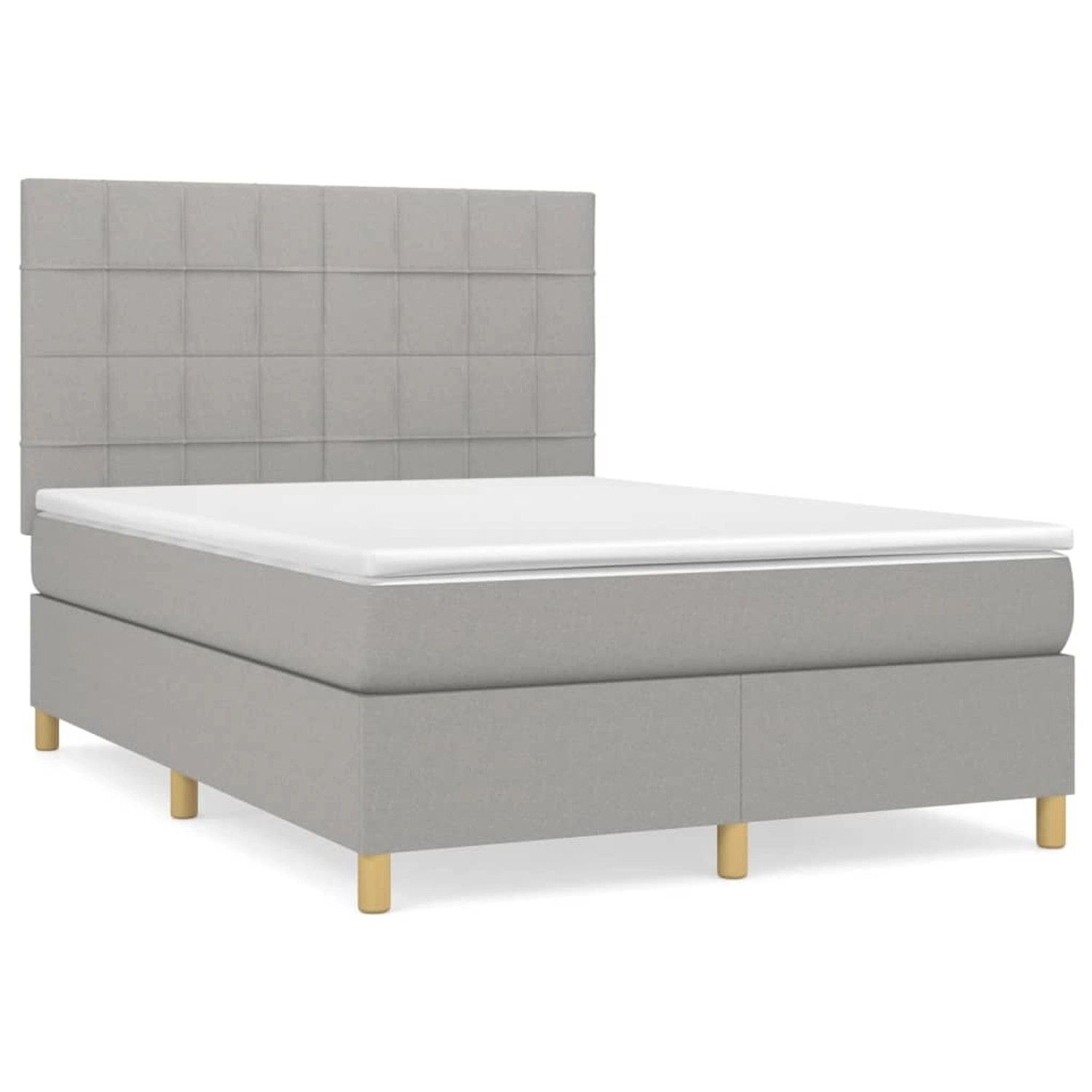 vidaXL Boxspringbett Boxspringbett mit Matratze Hellgrau 140x200 cm Stoff B günstig online kaufen