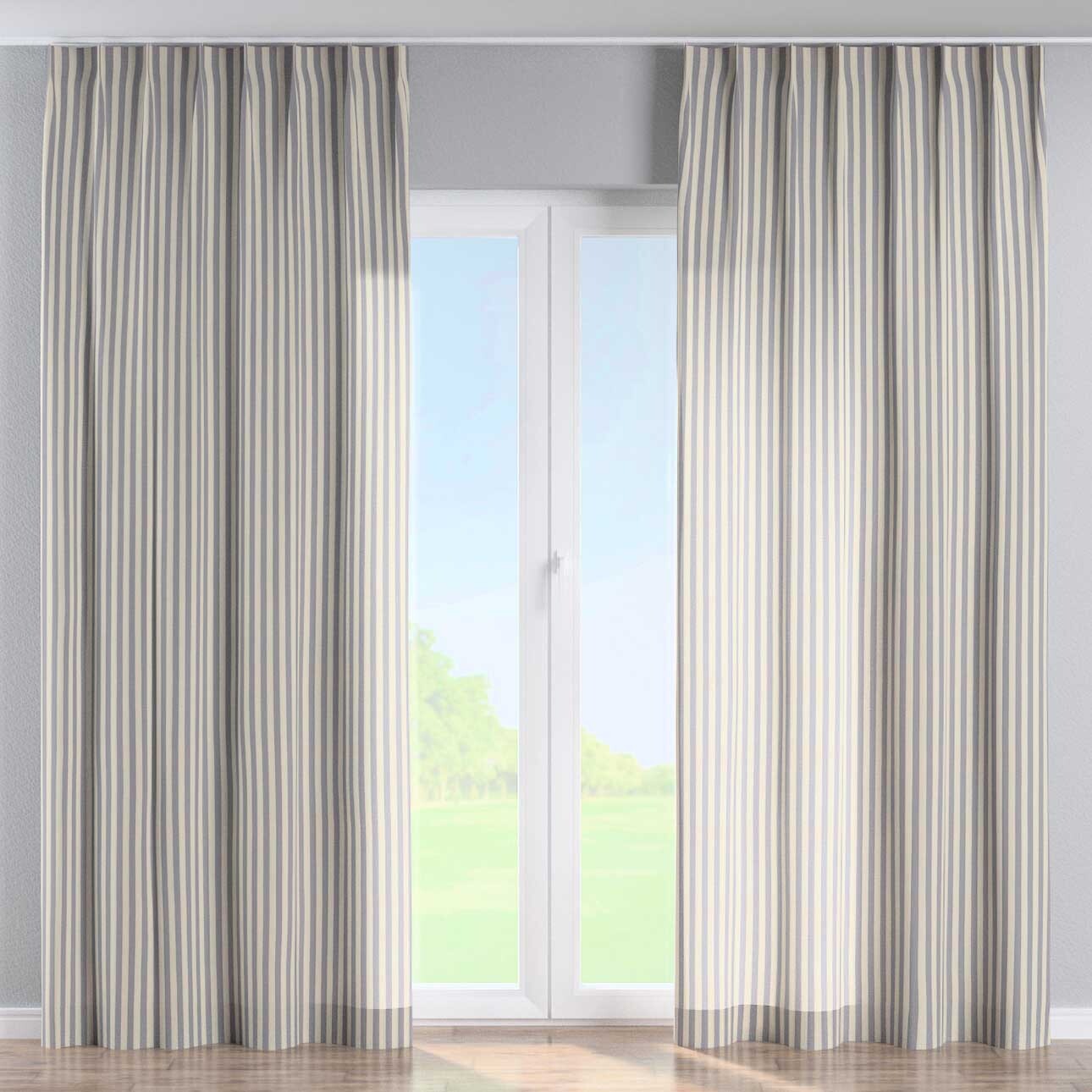 Vorhang mit flämischen 1-er Falten, marinenblau-ecru , Quadro (136-02) günstig online kaufen