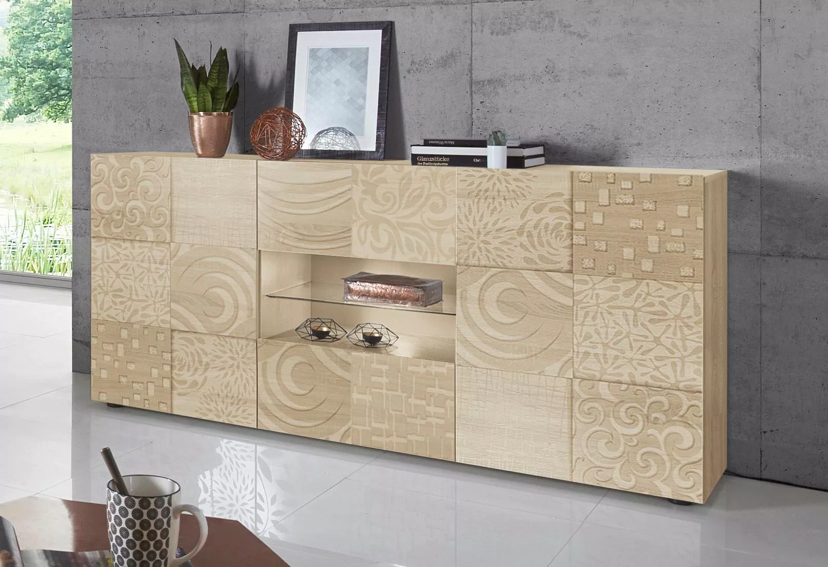 INOSIGN Sideboard "Miro", Breite 181 cm mit dekorativem Siebdruck günstig online kaufen