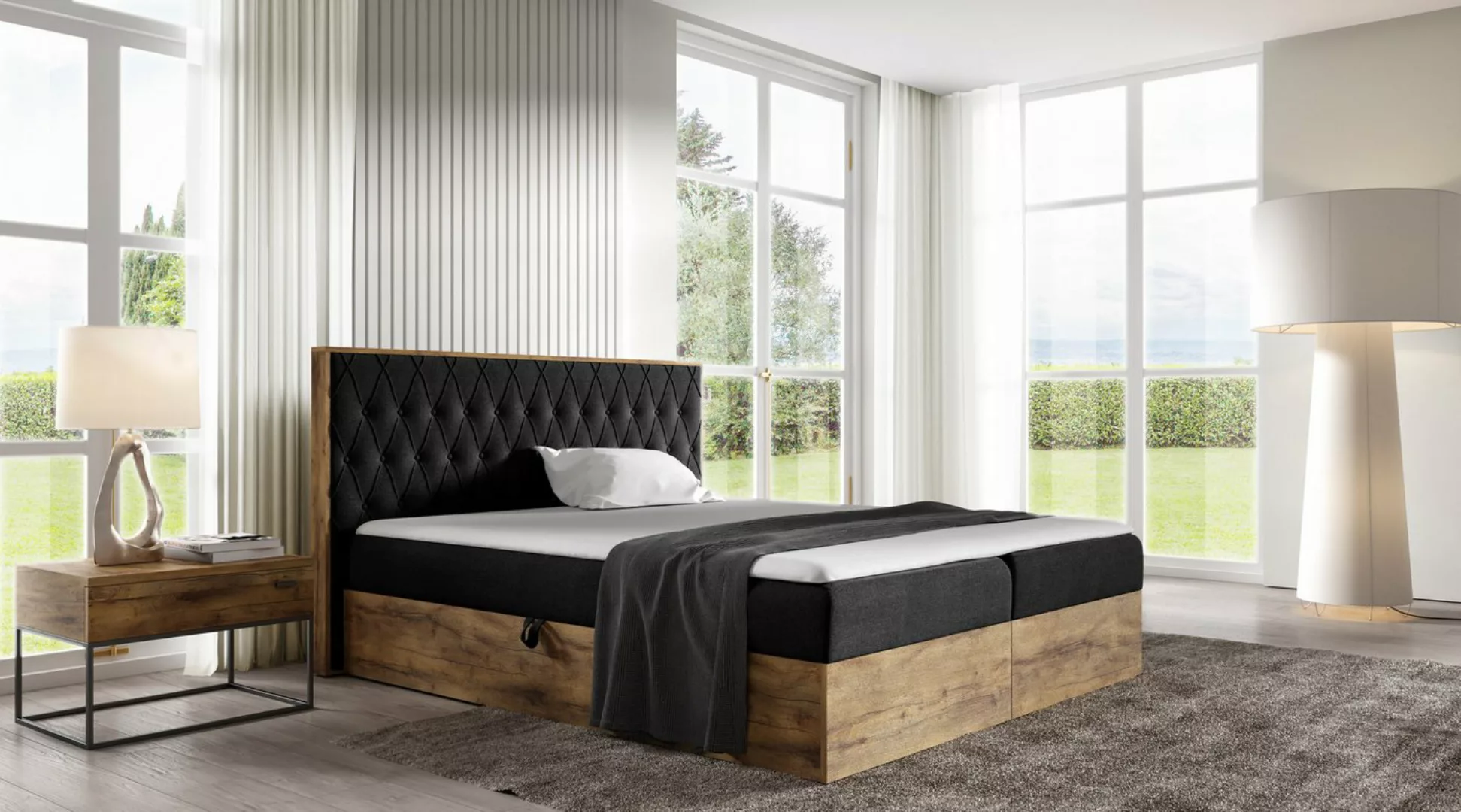 yourhouse24 Boxspringbett Chesterfield mit 2 Bettkästen, Doppelbett mit Bon günstig online kaufen