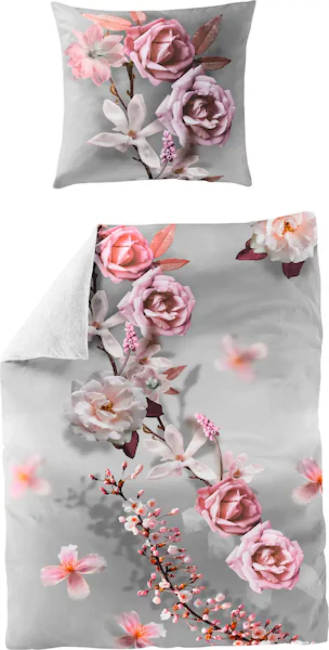 BIERBAUM Wendebettwäsche »Pink Rose«, (2 tlg.), mit floralem Print günstig online kaufen