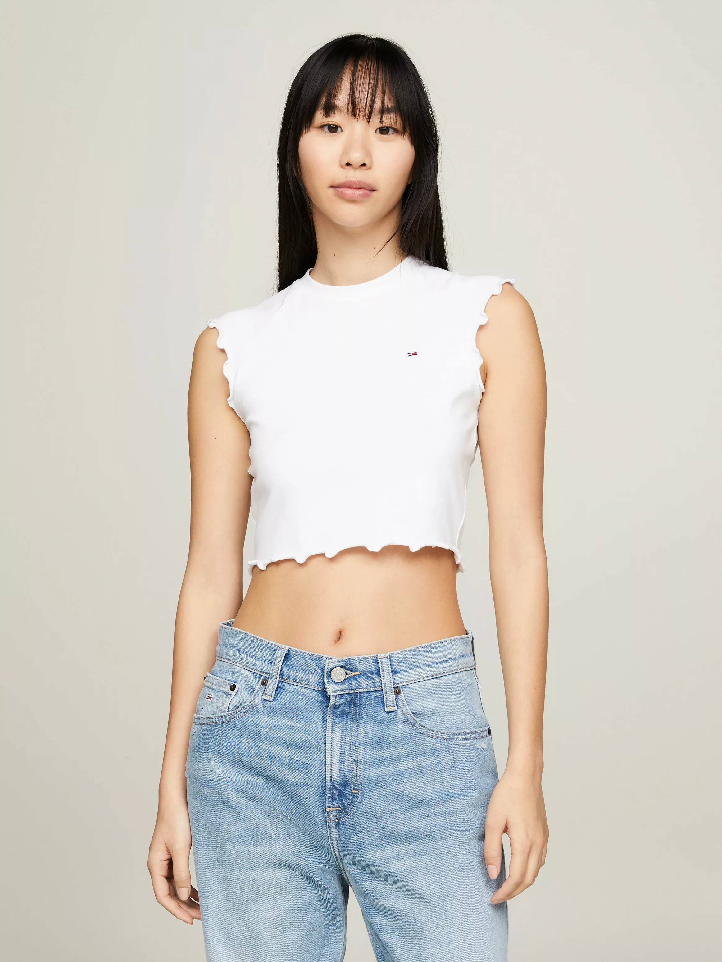 Tommy Jeans T-Shirt "TJW SLIM CRP BABYLOCK RIB TEE", mit gewelltem Abschlüs günstig online kaufen
