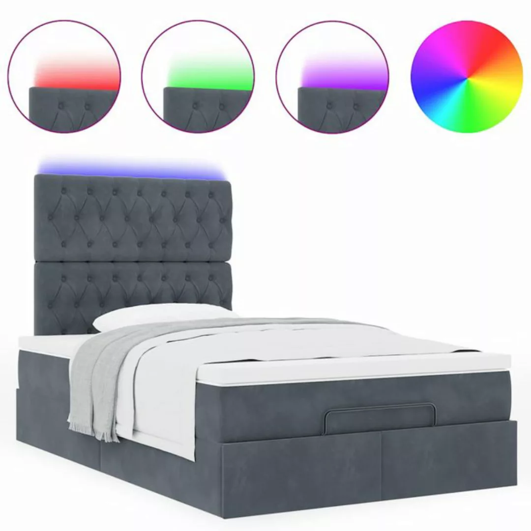 vidaXL Bett Ottoman-Bett mit Matratzen & LEDs Dunkelgrau 120x190 cm Samt günstig online kaufen