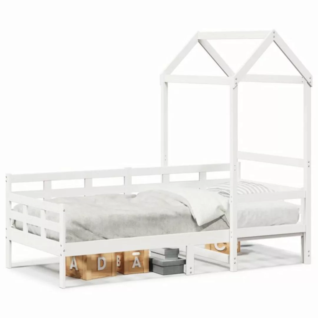 vidaXL Bett, Tagesbett mit Dach Weiß 90x190 cm Massivholz Kiefer günstig online kaufen