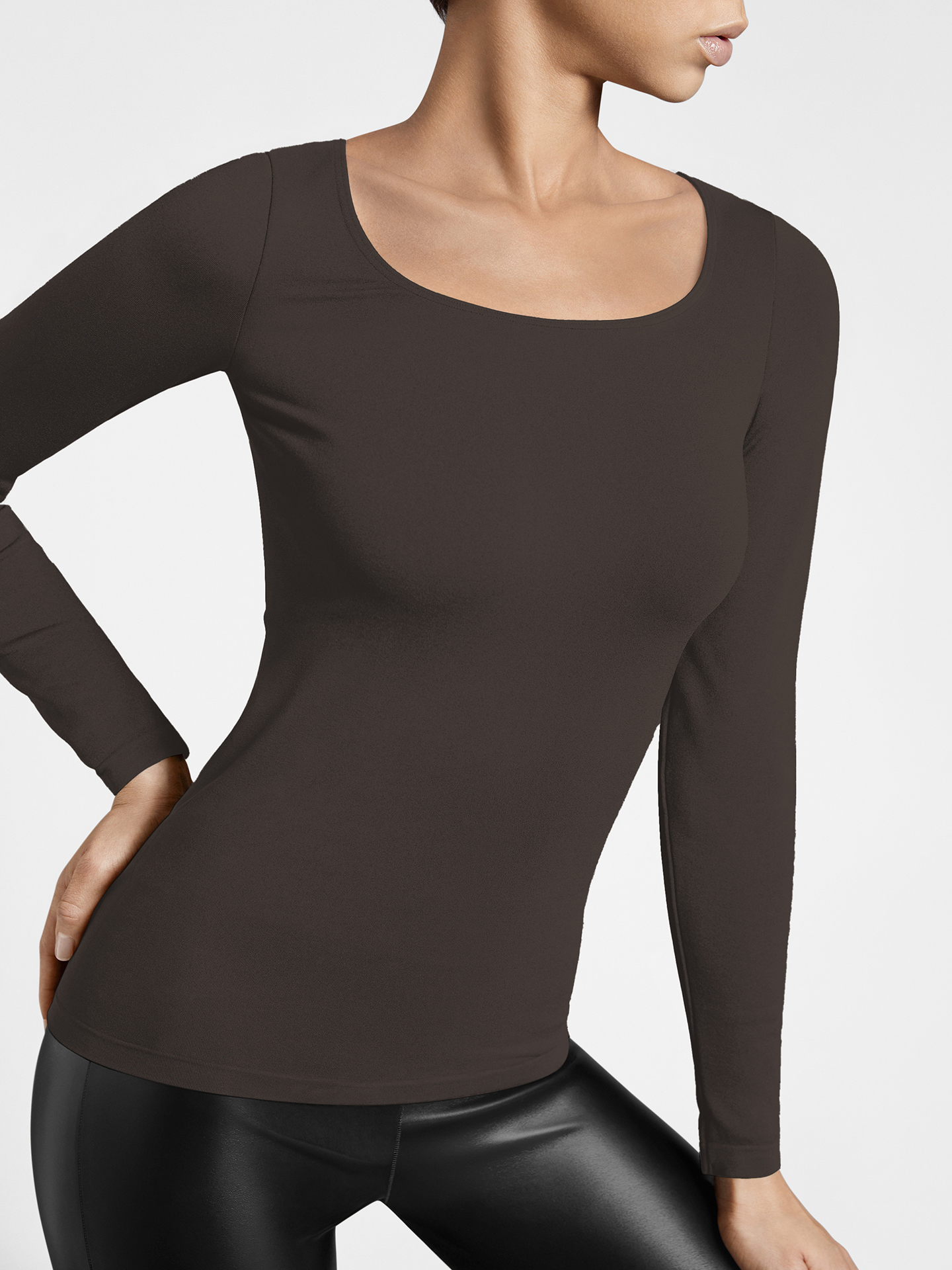 Wolford - Top Long Sleeves, Frau, umber, Größe: L günstig online kaufen