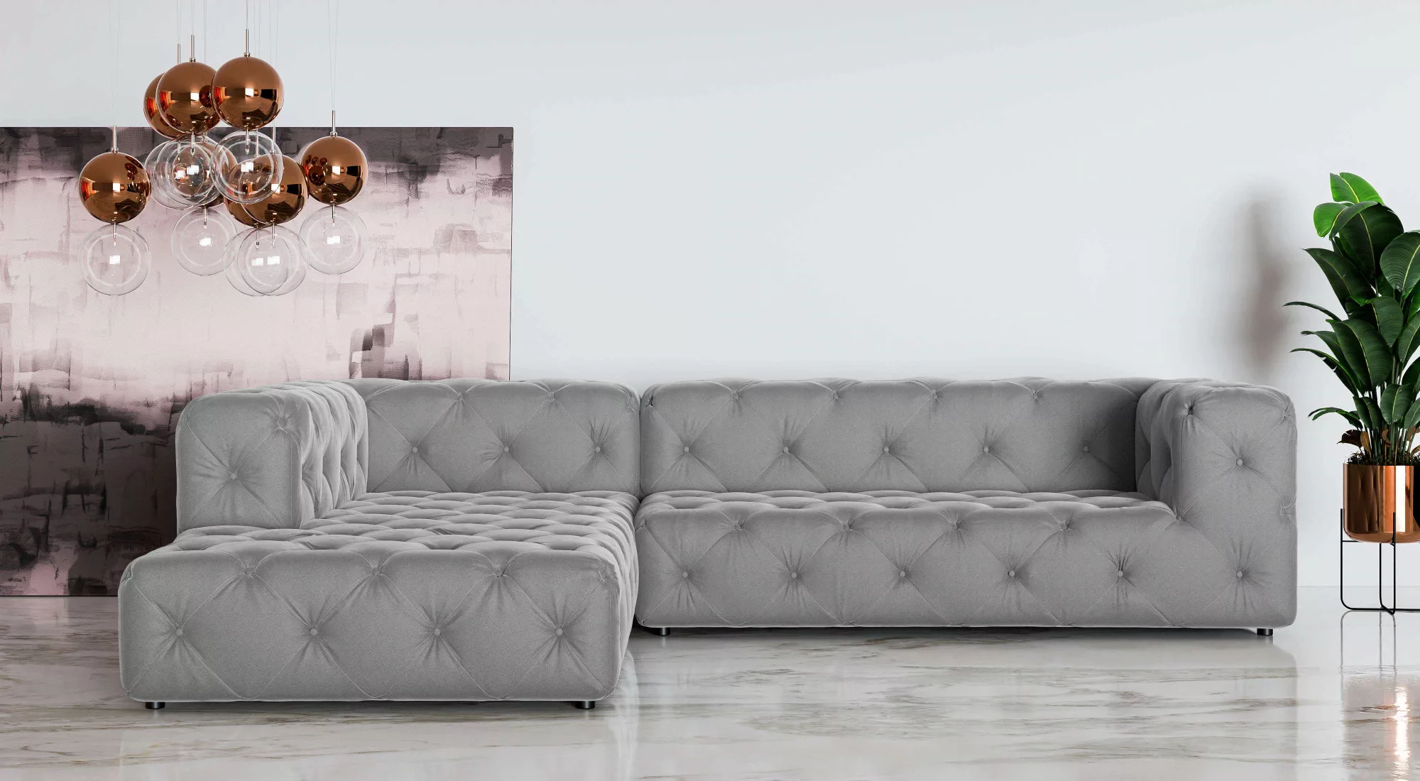 Places of Style Ecksofa "FOLLINA", L-Form, mit klassischer Chesterfield-Kno günstig online kaufen