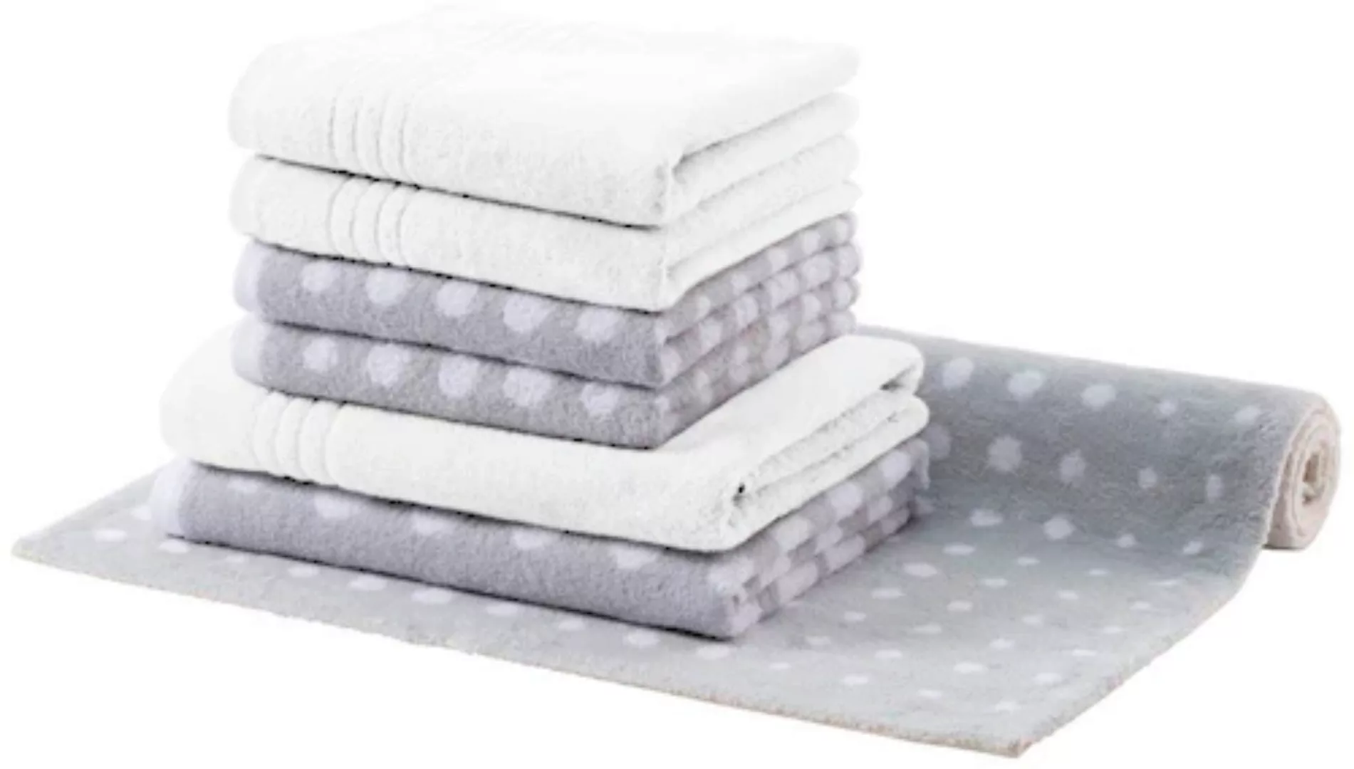 Egeria Handtuch Set »DOT«, (7 St.), mit passender Badematte 70x120 cm im Pu günstig online kaufen