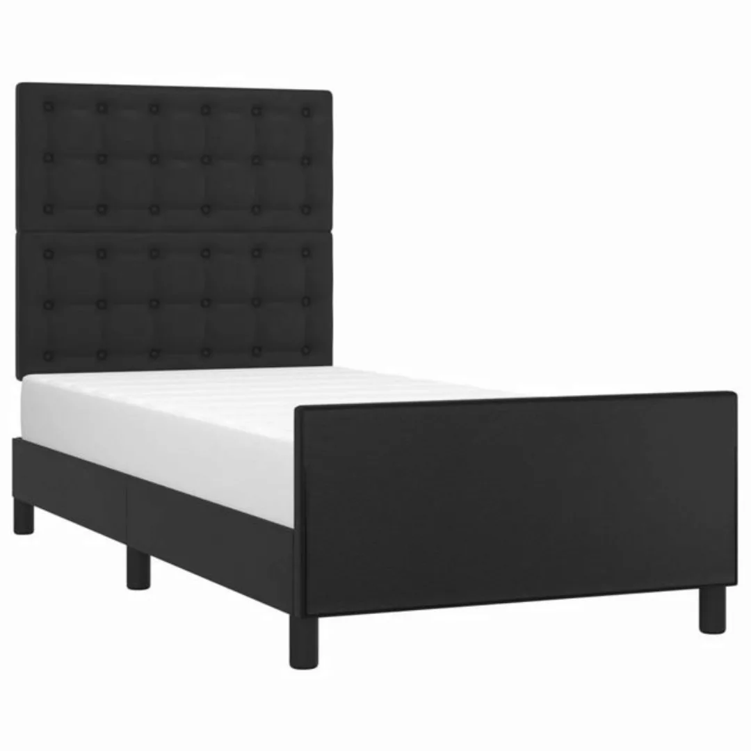 vidaXL Bett Bettgestell mit Kopfteil Schwarz 90x190 cm Kunstleder günstig online kaufen