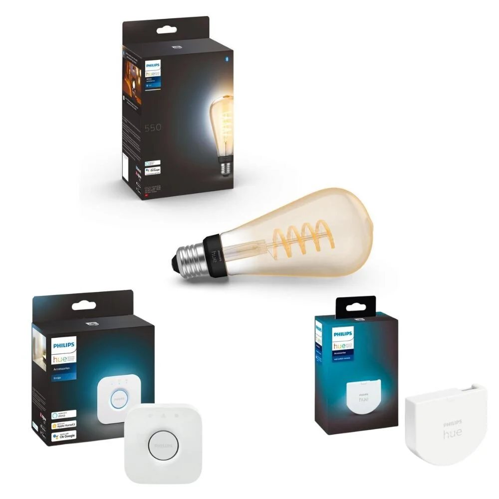 Philips Hue Bluetooth White Ambiance LED E27 ST72 7W 550lm inkl. Bridge und günstig online kaufen