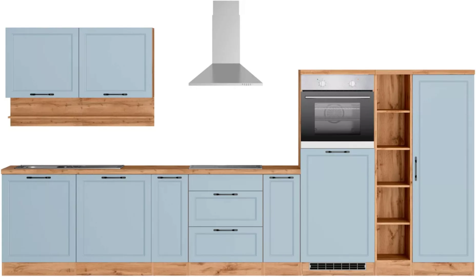 Kochstation Küche "KS-Lana", 380 cm breit, wahlweise mit oder ohne E-Geräte günstig online kaufen
