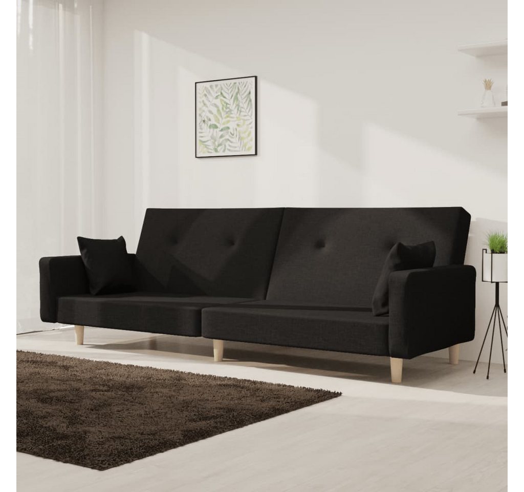 vidaXL Sofa Schlafsofa Sofa mit Schlaffunktion mit 2 Kissen Stoff, Schwarz günstig online kaufen