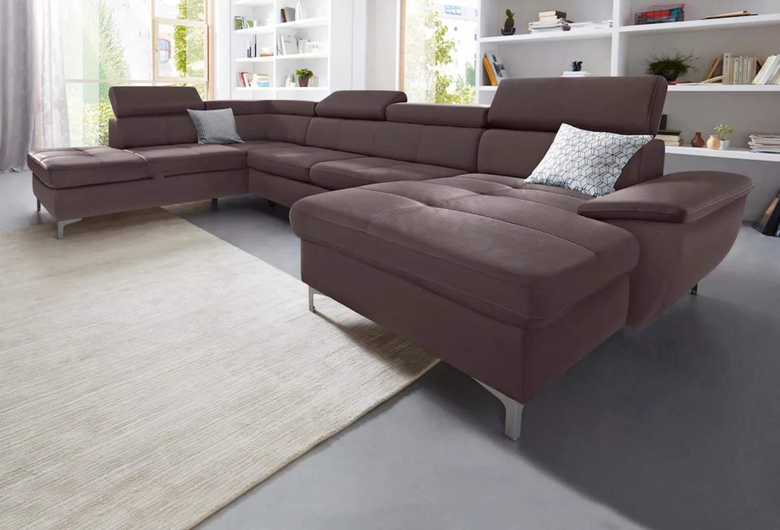 exxpo - sofa fashion Wohnlandschaft "Azzano, U-Form", wahlweise mit Bettfun günstig online kaufen