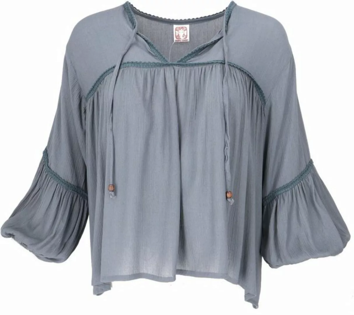 Guru-Shop Longbluse Luftige Boho Bluse mit Spitze, Maxibluse mit.. günstig online kaufen