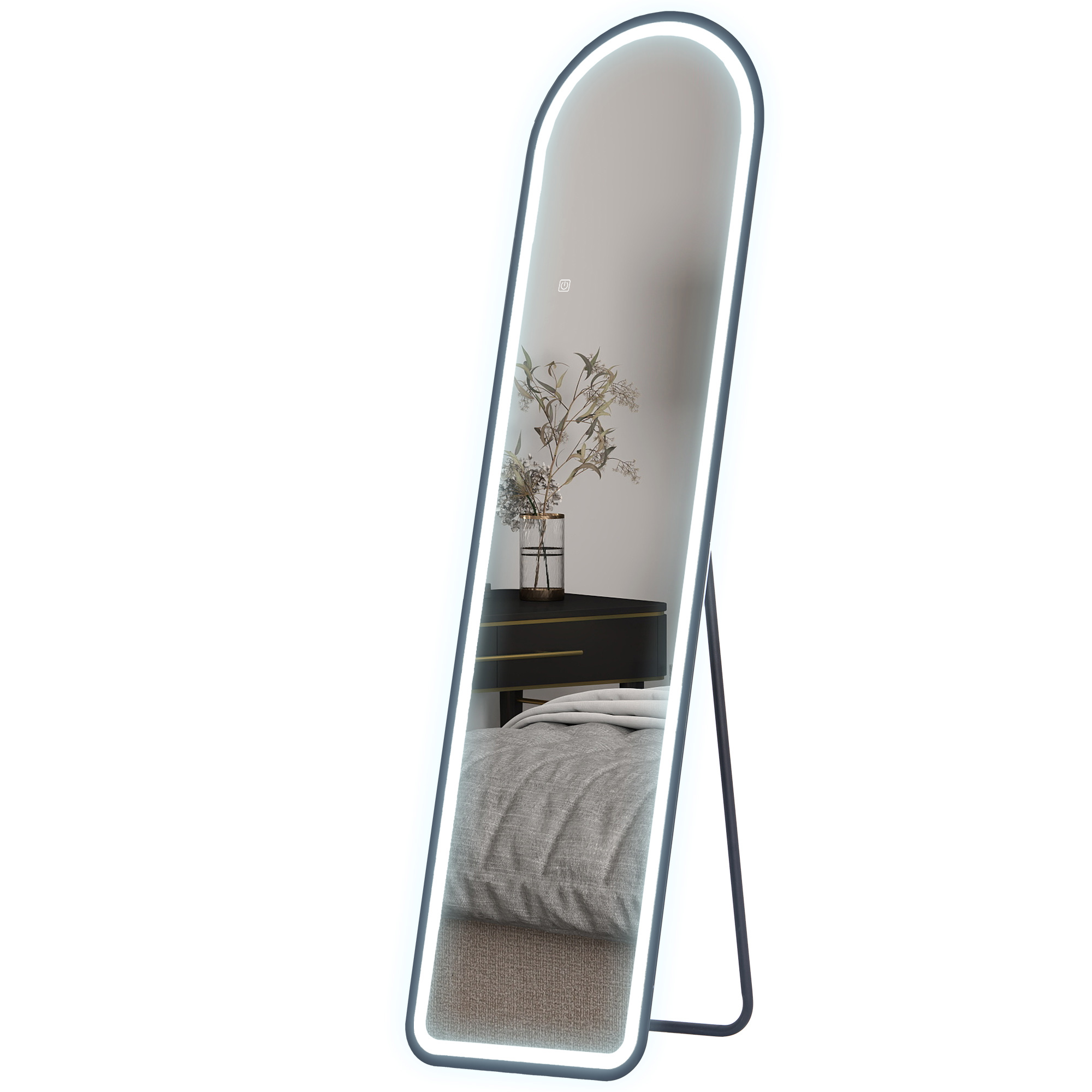 HOMCOM Ganzkörperspiegel, 150 x 40 cm Standspiegel mit LED-Beleuchtung, 3 L günstig online kaufen