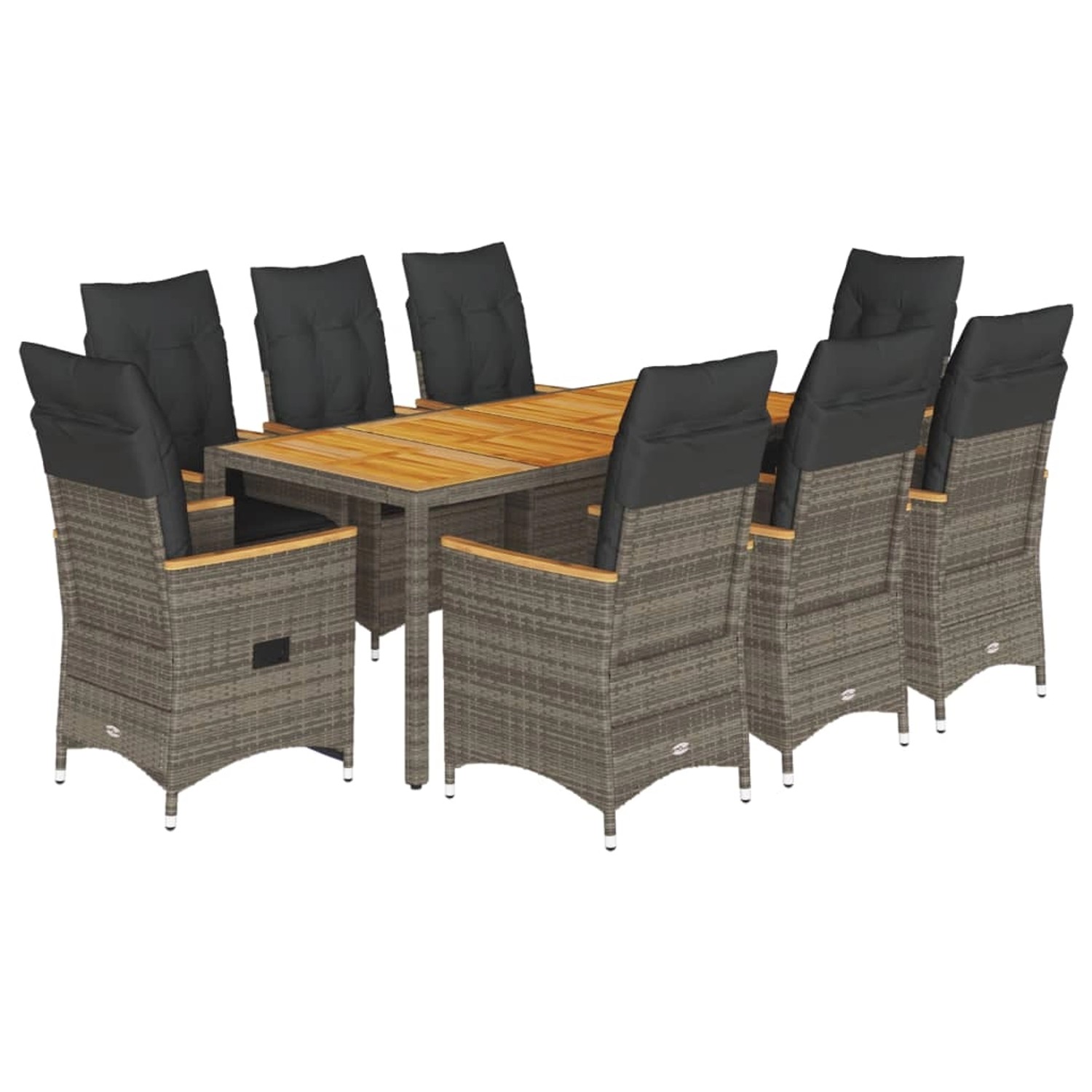 vidaXL 9-Tlg Garten-Essgruppe mit Kissen Grau Poly Rattan 3276851 günstig online kaufen