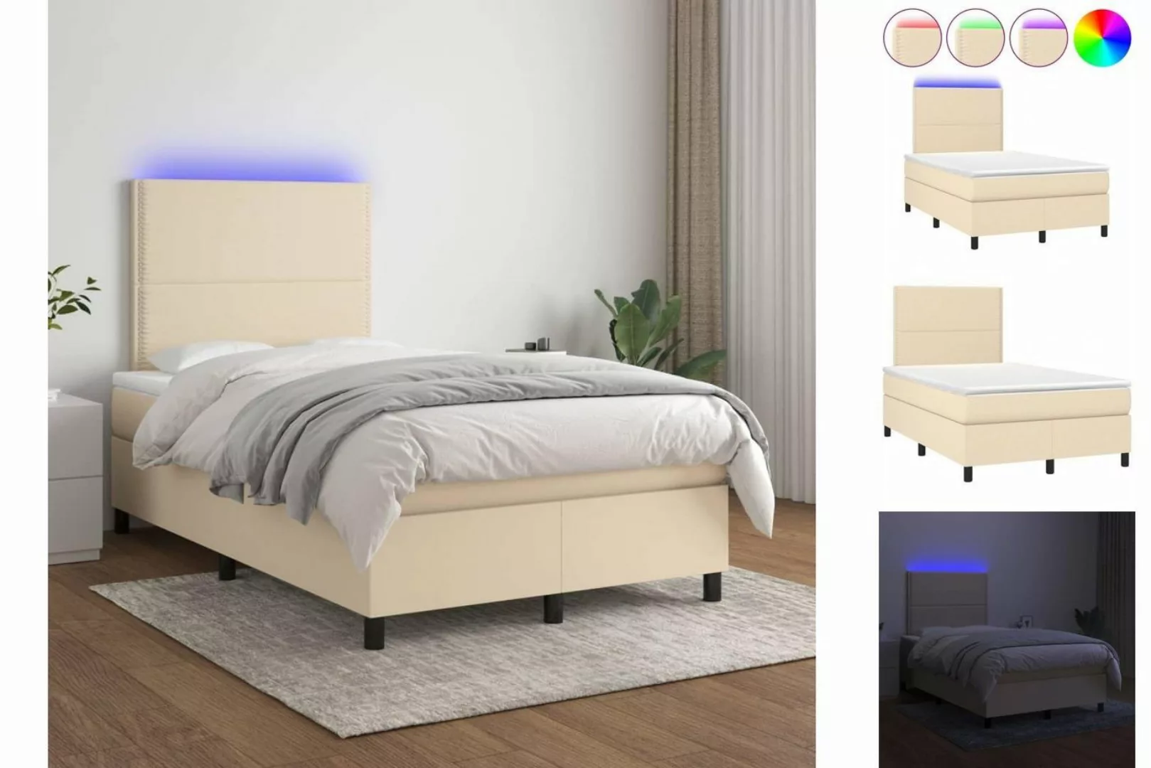 vidaXL Boxspringbett Bett Boxspringbett mit Matratze & LED Stoff (120 x 200 günstig online kaufen