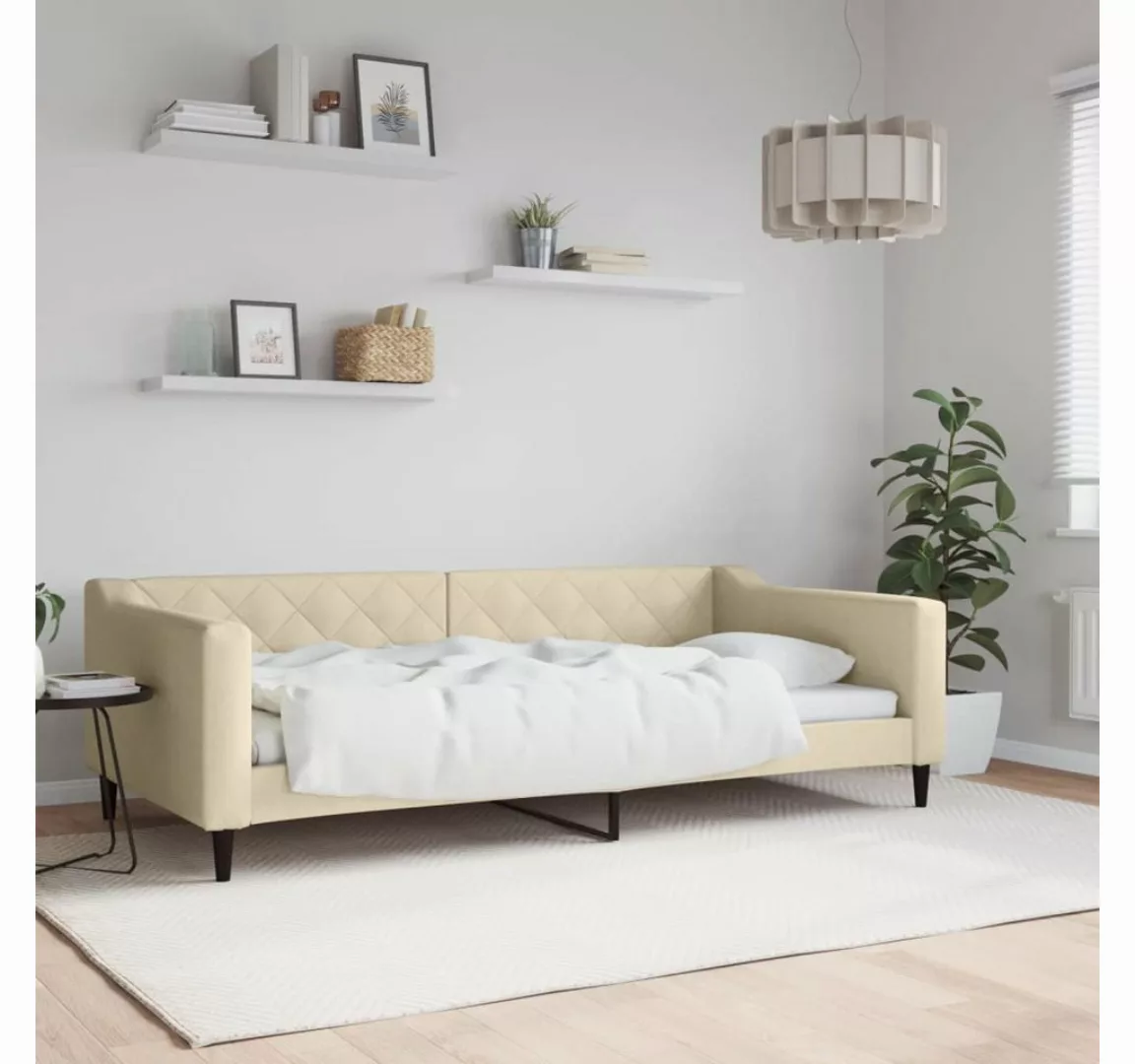 vidaXL Gästebett Gästebett Tagesbett Creme 100x200 cm Stoff Bett Bettgestel günstig online kaufen