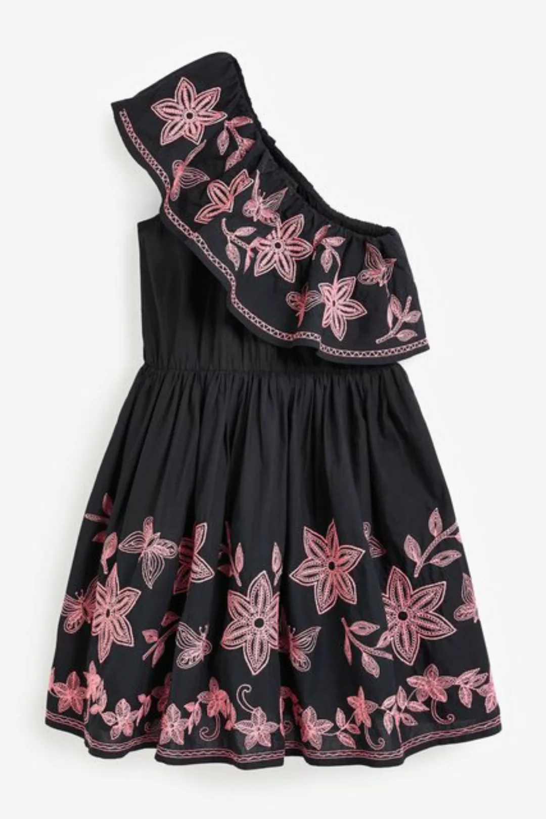 Next Sommerkleid Schulterfreies, besticktes Sommerkleid mit Rüschen (1-tlg) günstig online kaufen