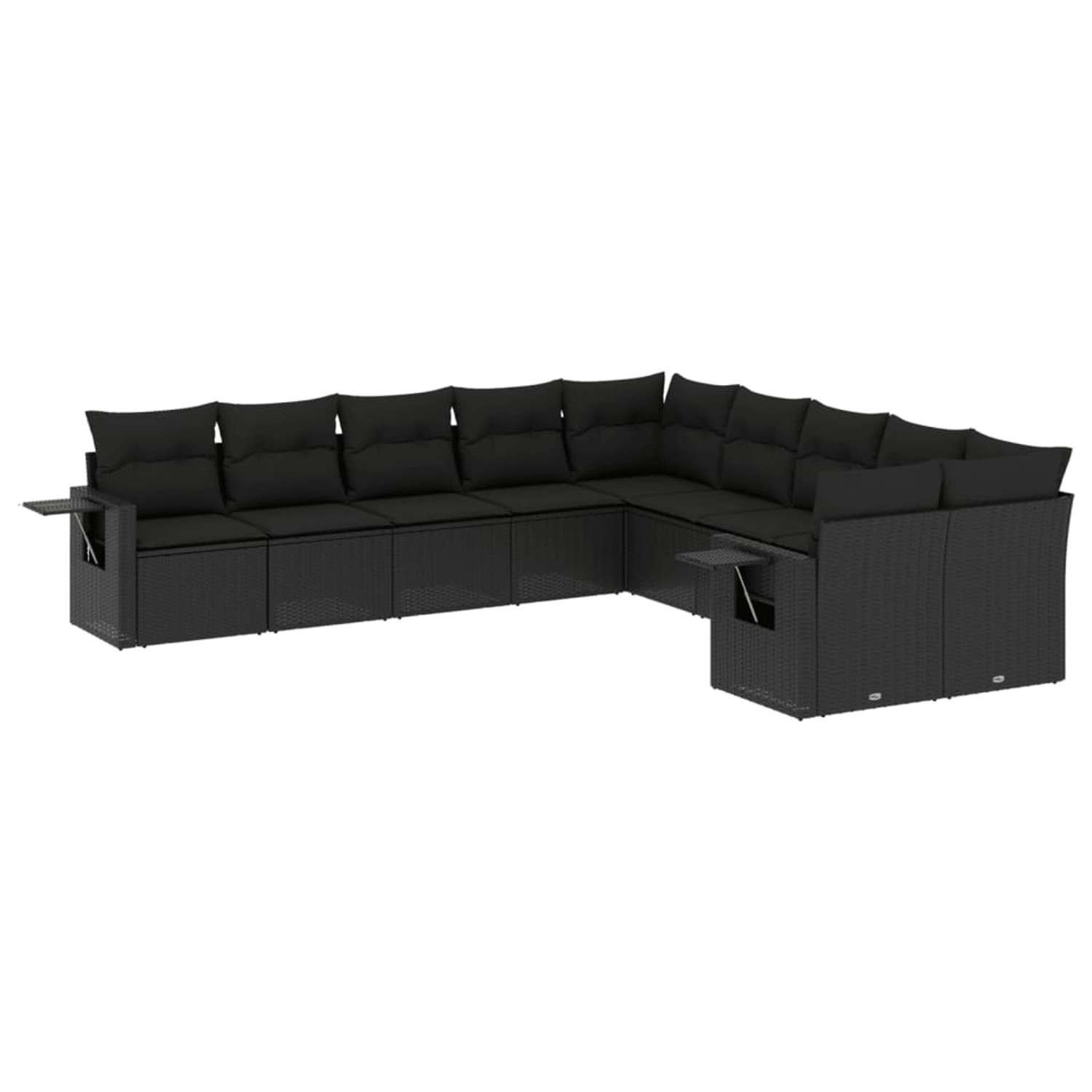vidaXL 10-Tlg Garten-Sofagarnitur mit Kissen Schwarz Poly Rattan 3220704 günstig online kaufen