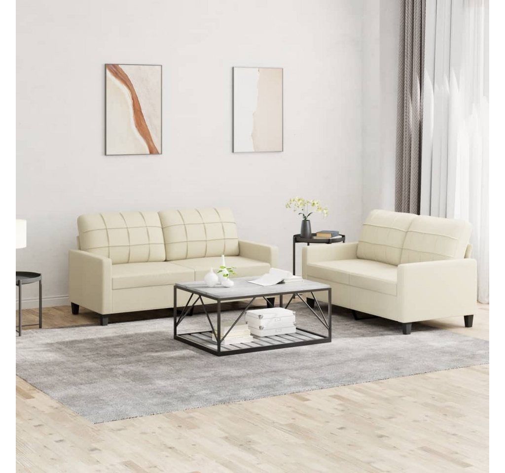 vidaXL Sofa Sofagarnitur mit Kissen Kunstleder, Standard, Creme günstig online kaufen