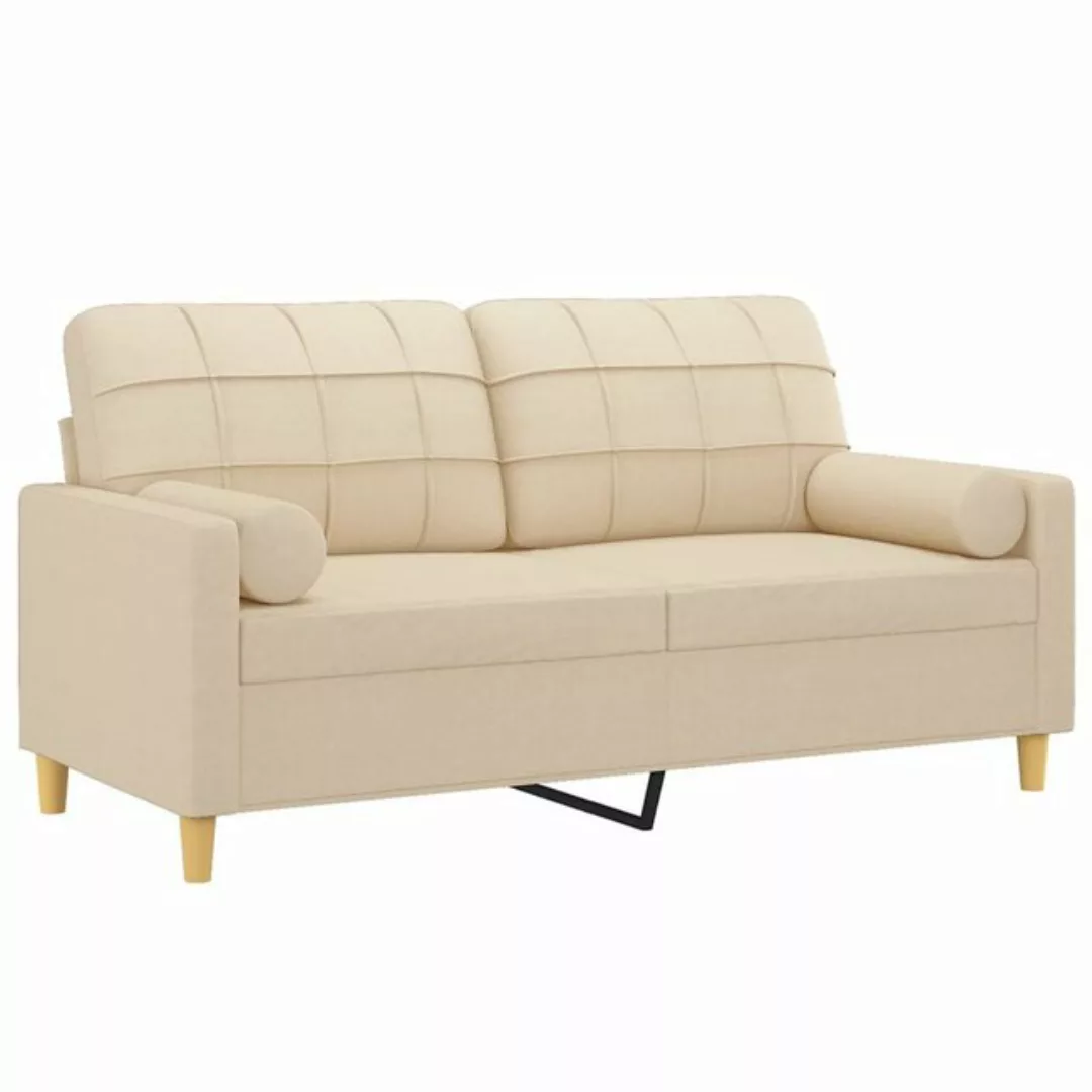 vidaXL Sofa 2-Sitzer-Sofa mit Zierkissen Creme 140 cm Stoff günstig online kaufen