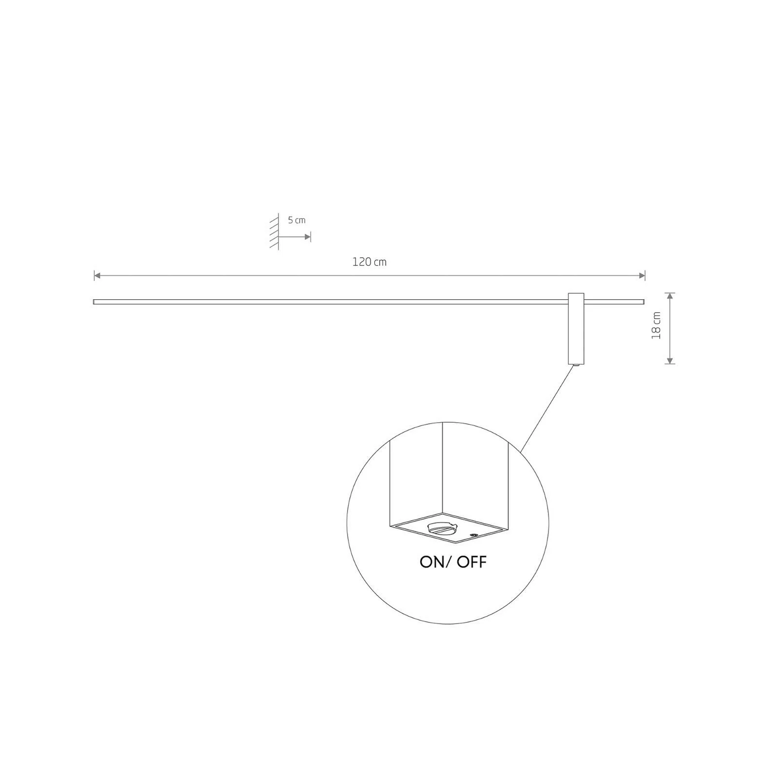 LED-Wandleuchte Motive L, 120 cm breit, schwarz, Metall günstig online kaufen