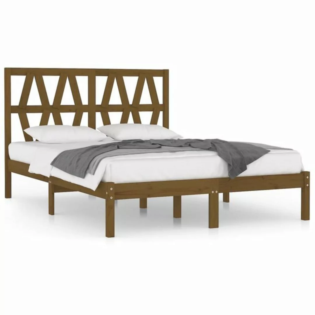 vidaXL Bettgestell Massivholzbett Honigbraun Kiefer 140x200 cm Bett Bettges günstig online kaufen