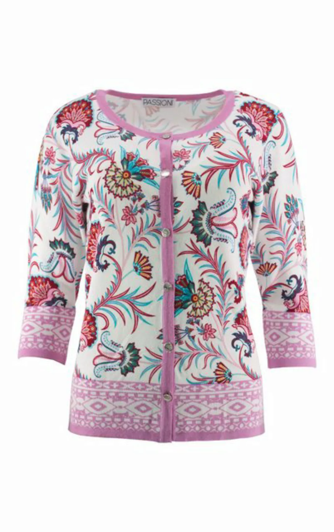 Passioni Cardigan Sommer-Cardigan mit orientalischem Blumenmuster in Rosa günstig online kaufen