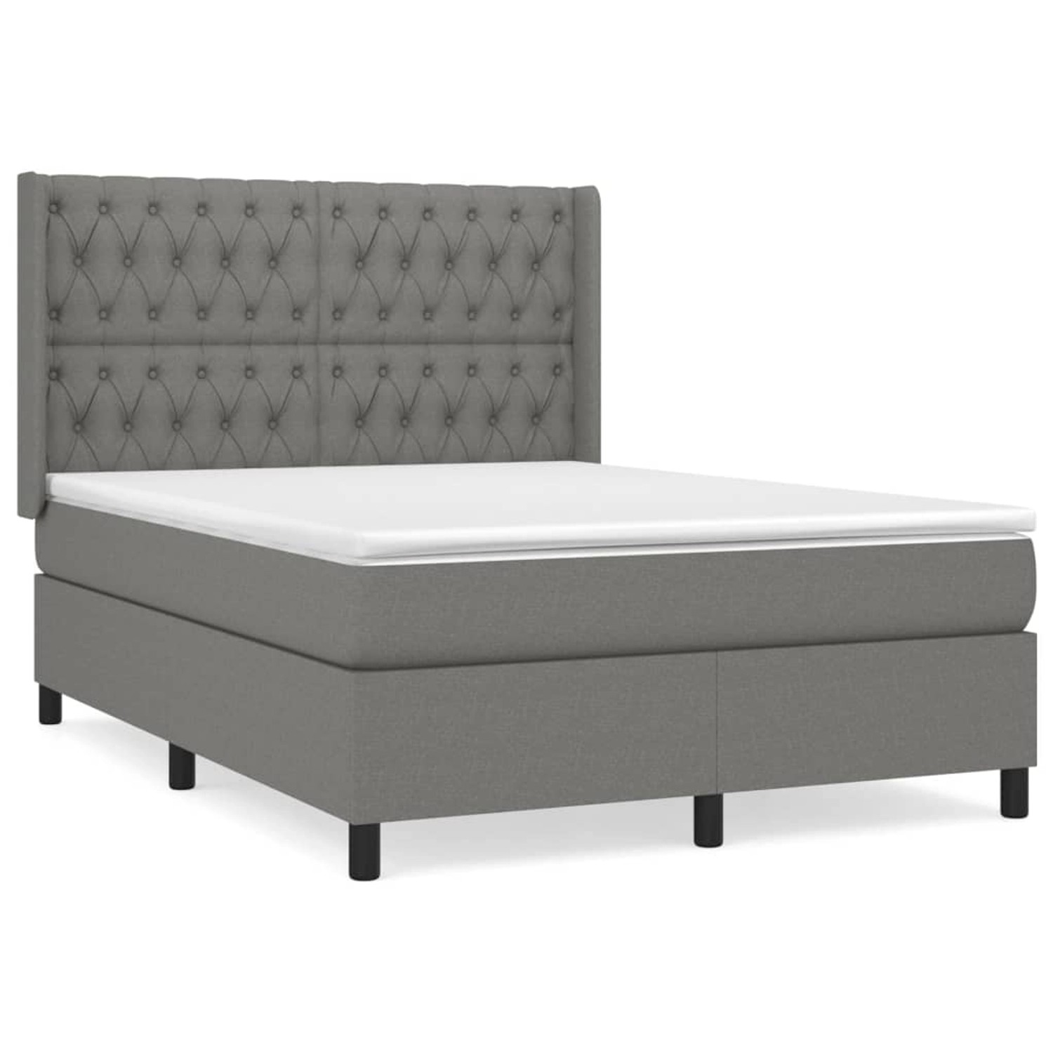 vidaXL Boxspringbett mit Matratze Dunkelgrau 140x190 cm Stoff1371076 günstig online kaufen