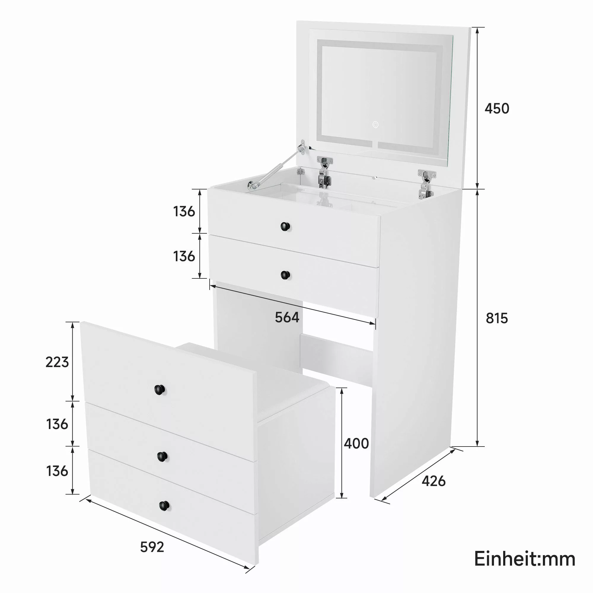 SONNI Schminktisch Schminktisch mit LED-Beleuchtung/ohne LED, günstig online kaufen