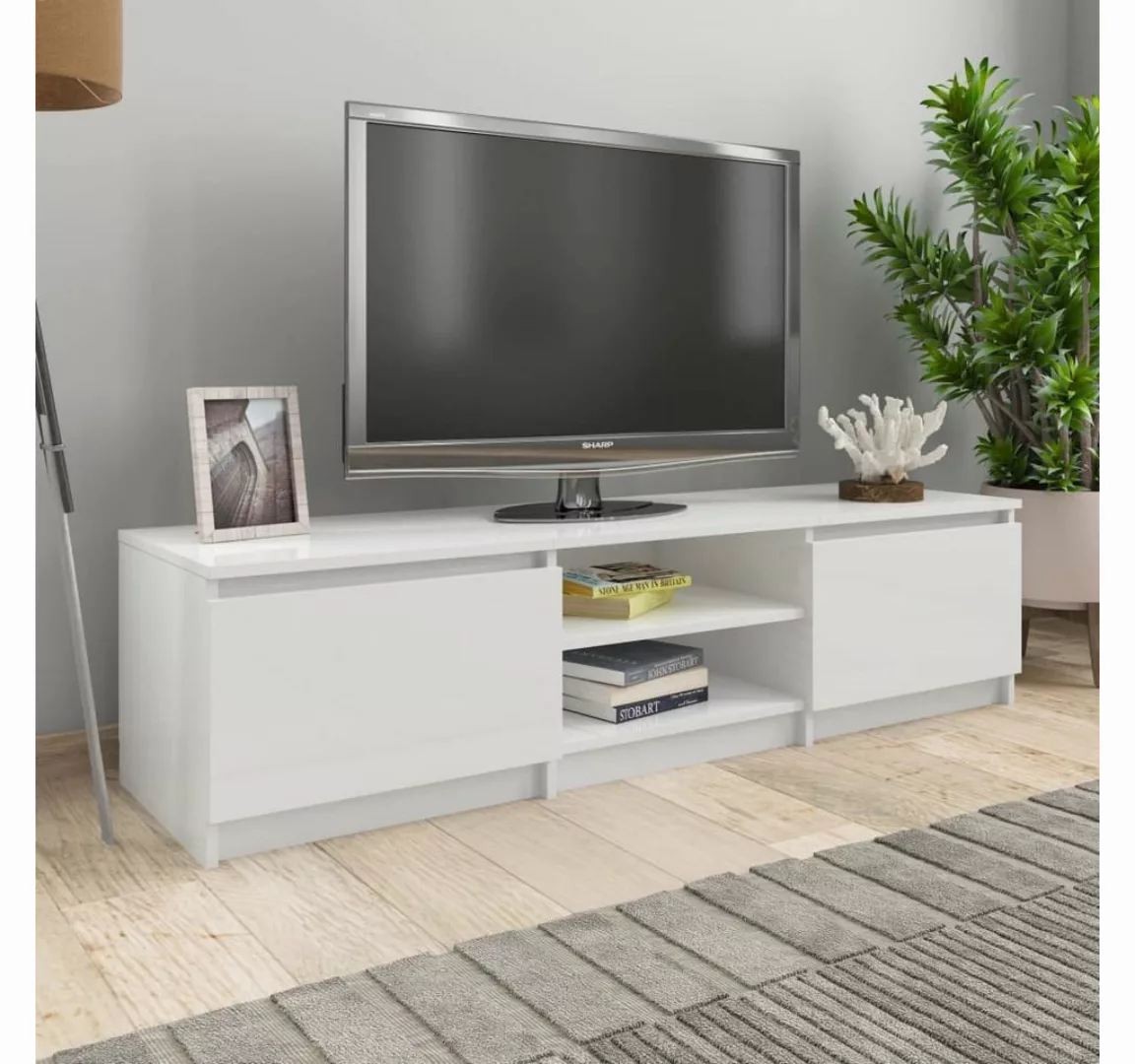 furnicato TV-Schrank Hochglanz-Weiß 140x40x35,5 cm Holzwerkstoff günstig online kaufen