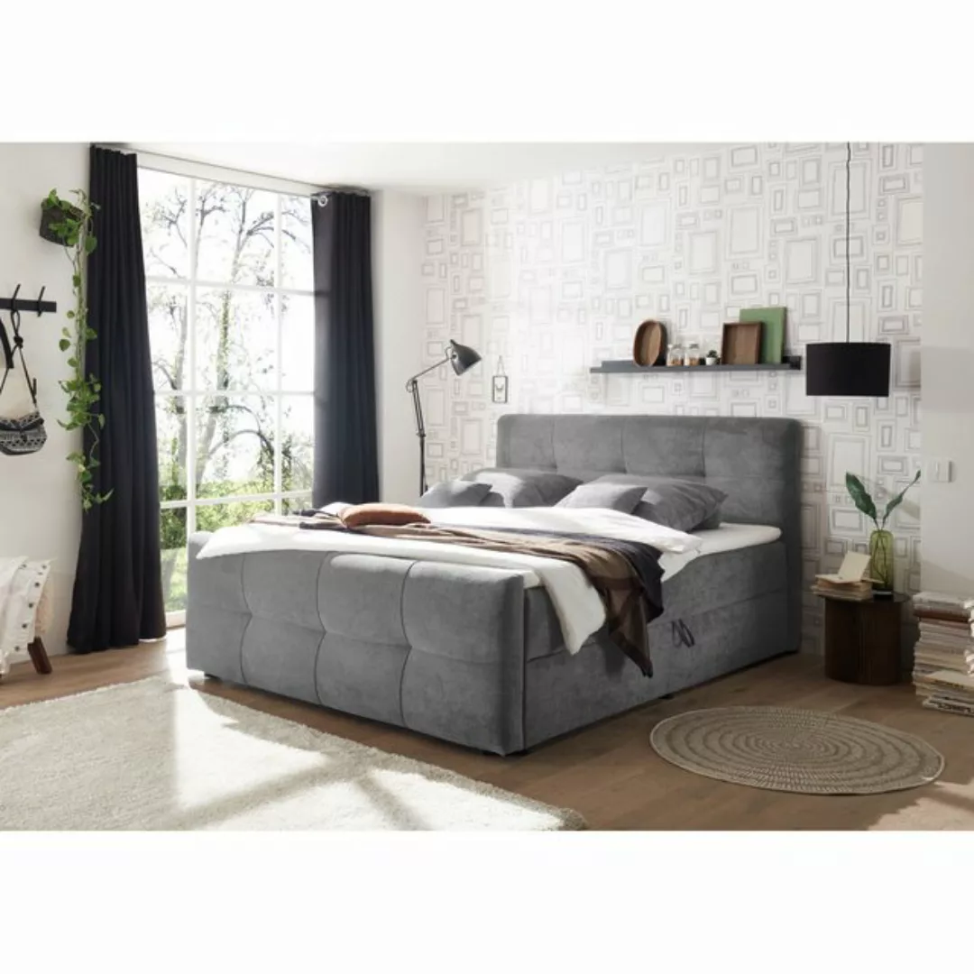 Polsterbett mit Bettkasten 180x200 cm WINDSOR-09, Hotelbett in dunkel grau günstig online kaufen