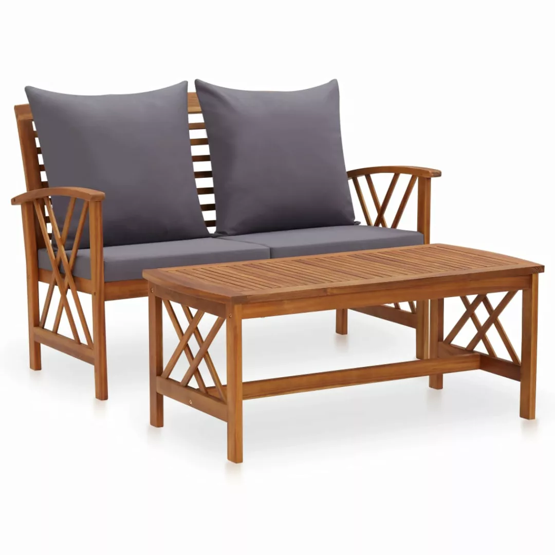 2-tlg. Garten-lounge-set Mit Auflagen Massivholz Akazie günstig online kaufen