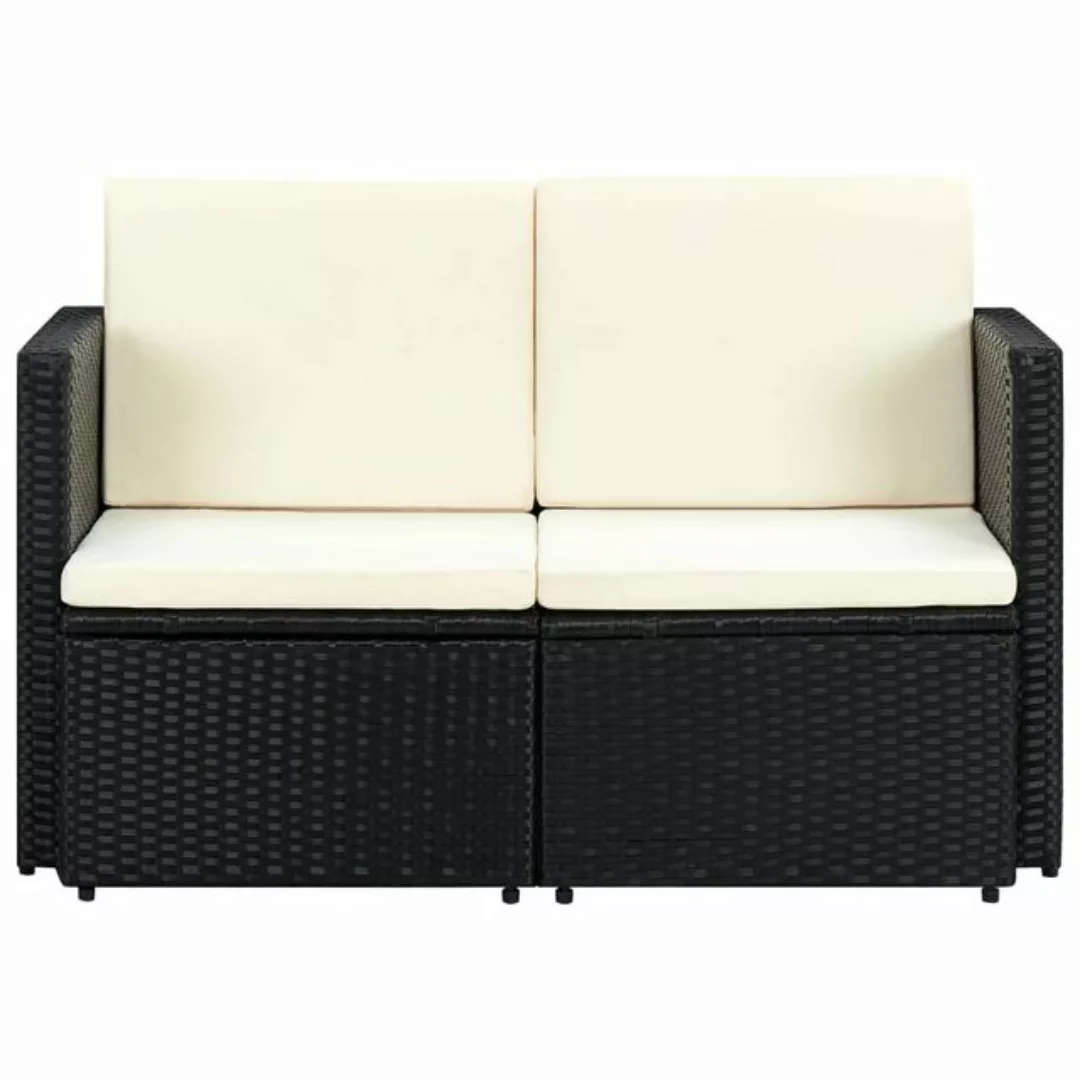 2-sitzer-gartensofa Mit Auflagen Schwarz Poly Rattan günstig online kaufen