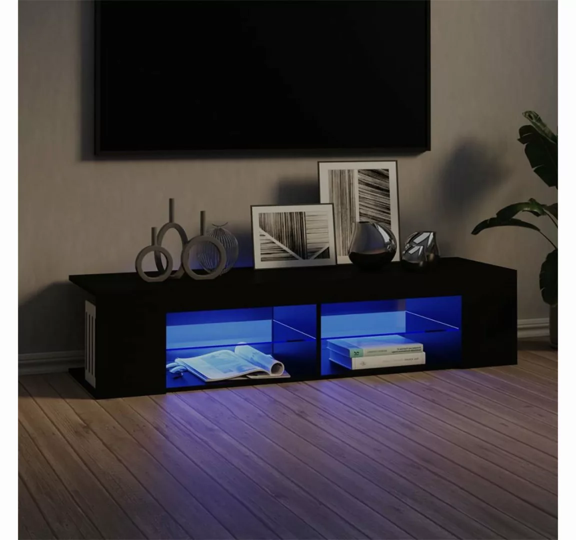 vidaXL TV-Schrank TV-Schrank mit LED Leuchten Schwarz 135x39x30 cm Lowboard günstig online kaufen