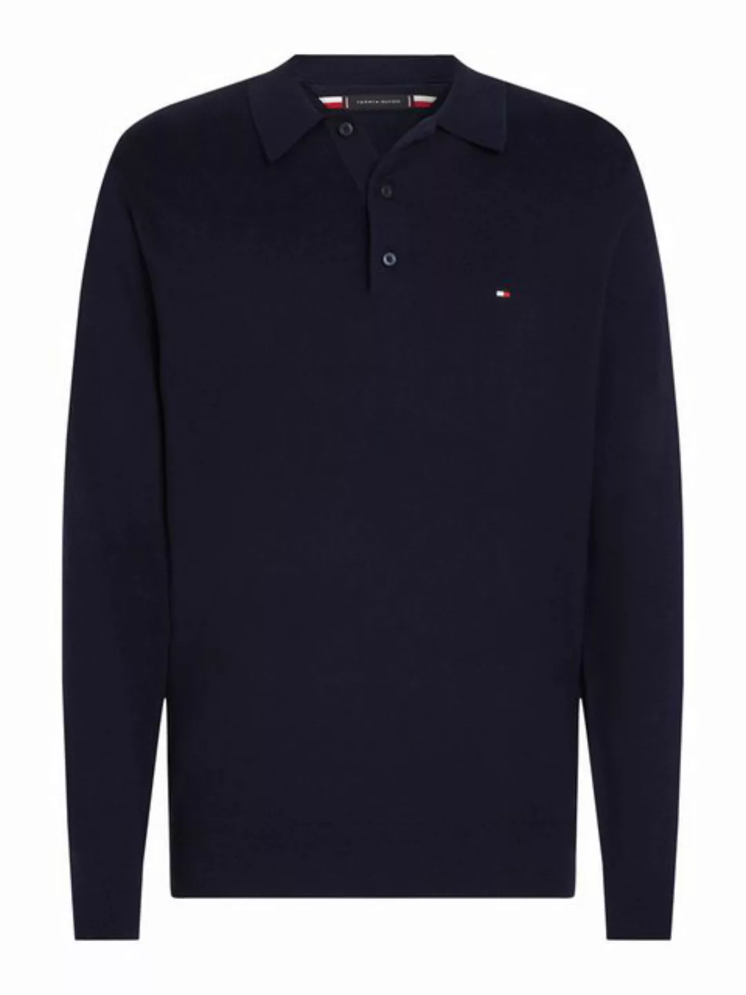 Tommy Hilfiger Polokragenpullover PIMA ORG CTN CASHMERE LS POLO Flag-Sticke günstig online kaufen