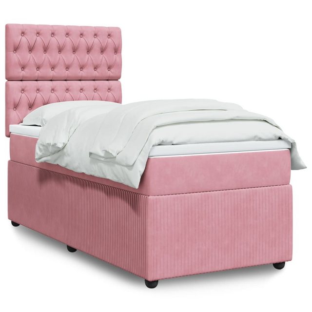 vidaXL Boxspringbett, Boxspringbett mit Matratze Rosa 90x200 cm Samt günstig online kaufen