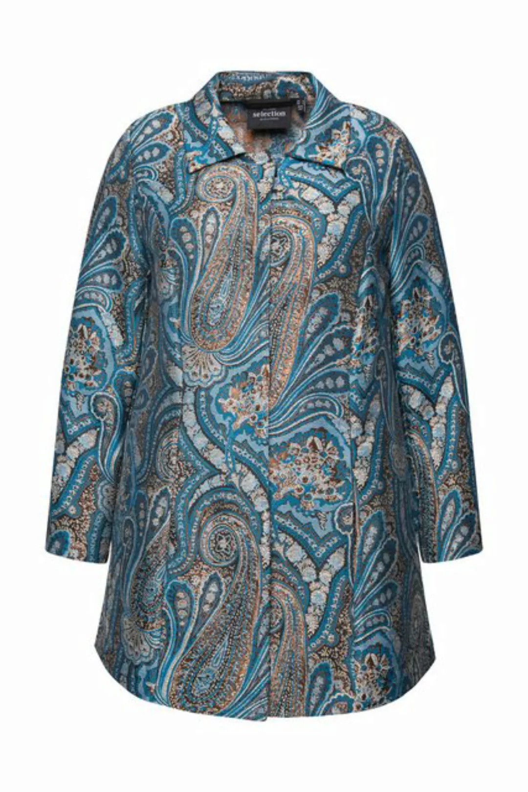 Ulla Popken Sommerjacke Jacquard-Jacke Metallic-Effekt Hemdkragen günstig online kaufen