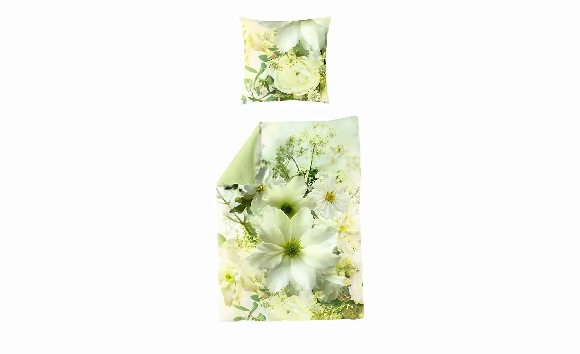 Bierbaum Mako Satin Wendebettwäsche  Floral ¦ grün ¦ Maße (cm): B: 155 Bett günstig online kaufen