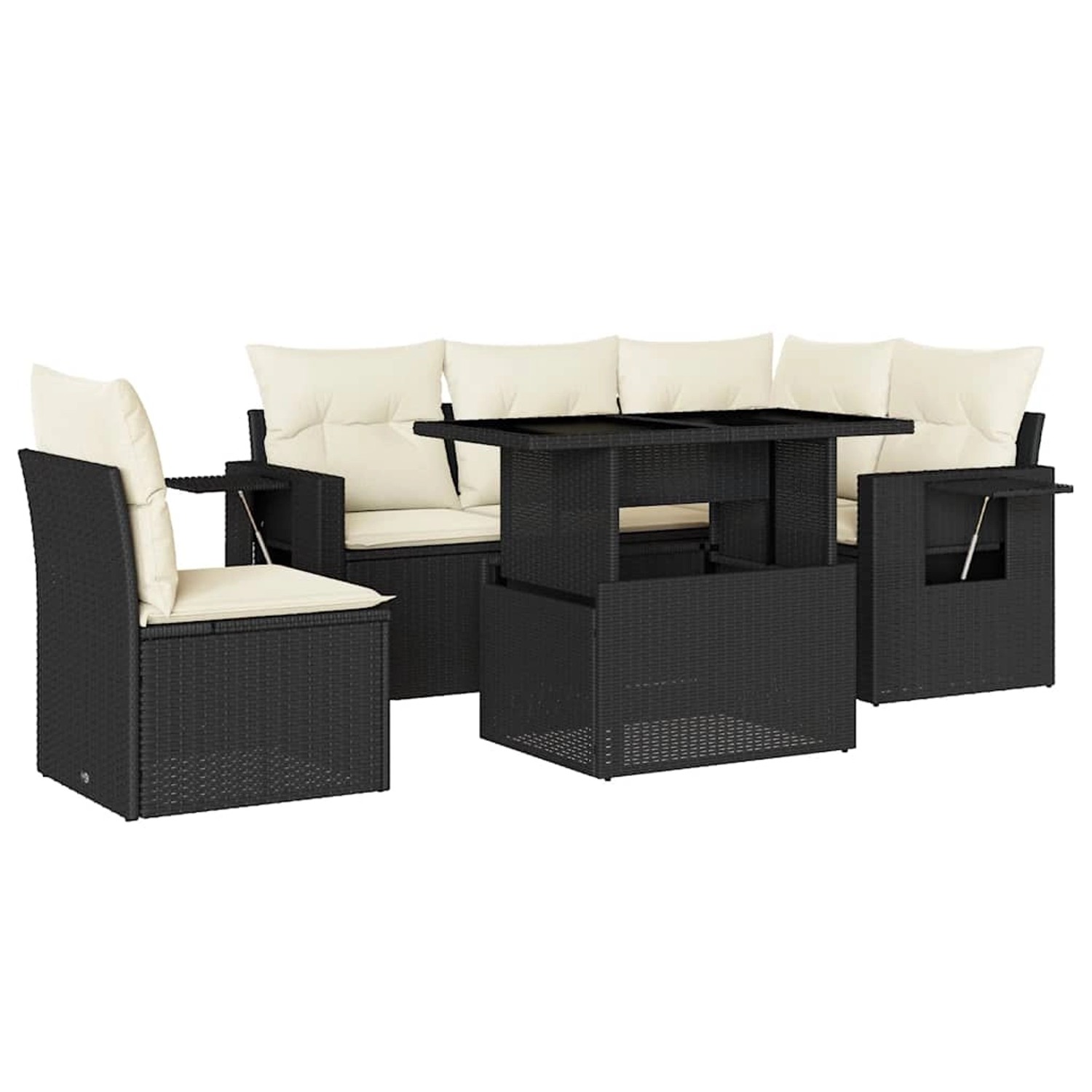 vidaXL 6-Tlg Garten-Sofagarnitur mit Kissen Schwarz Poly Rattan 3267906 günstig online kaufen