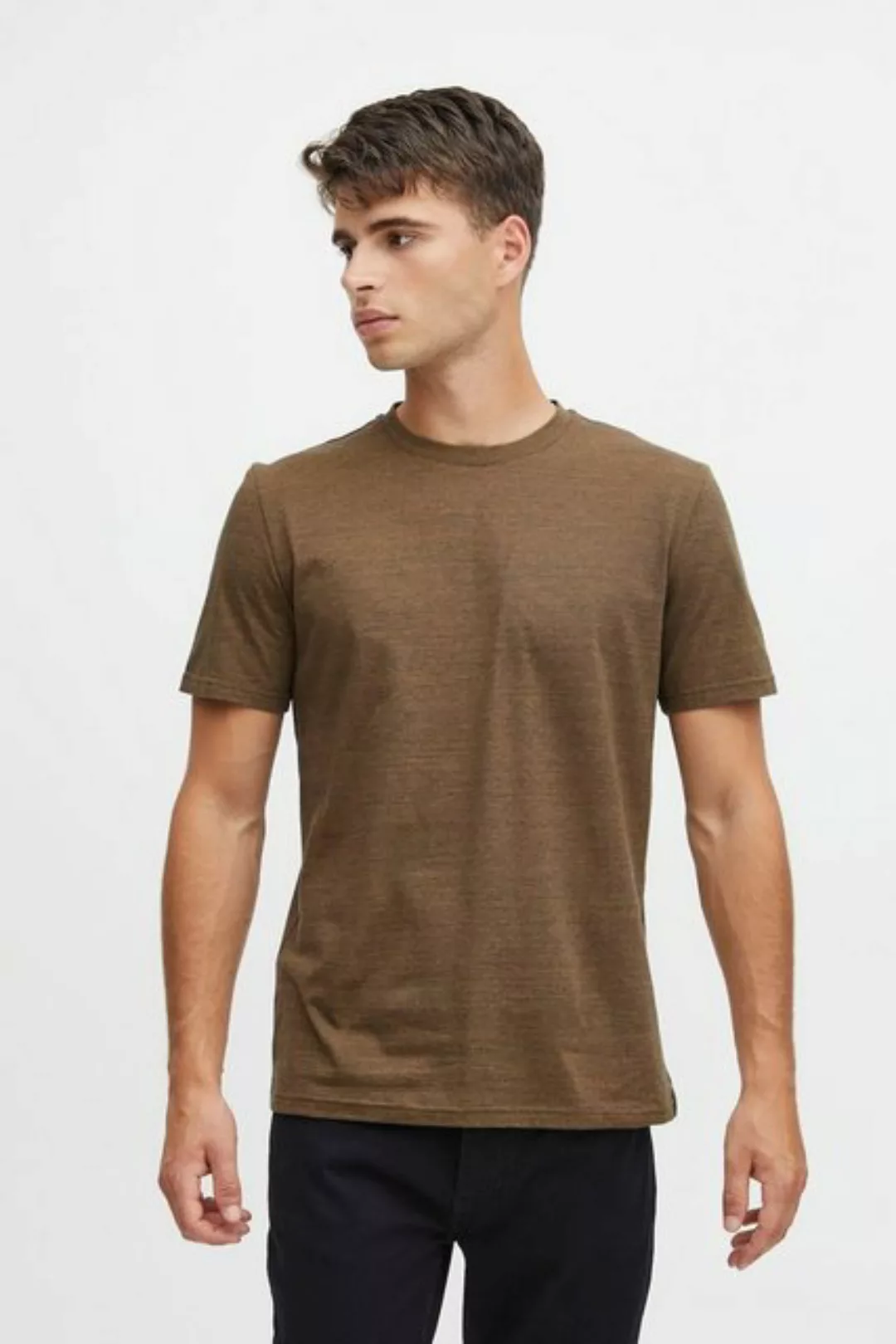 Casual Friday T-Shirt Rundhals Basic T-Shirt Meliert CFThor 5743 in Braun günstig online kaufen