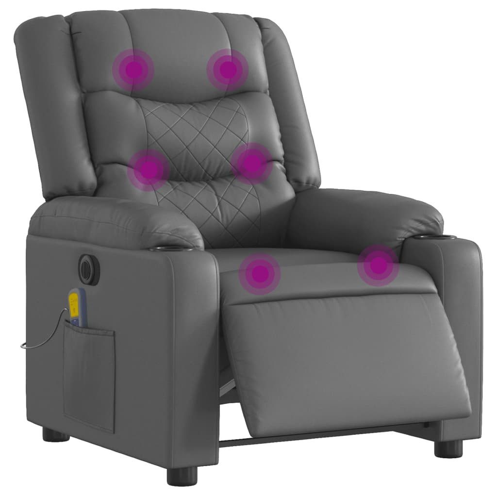 vidaXL Sessel Massagesessel Elektrisch Grau Kunstleder günstig online kaufen