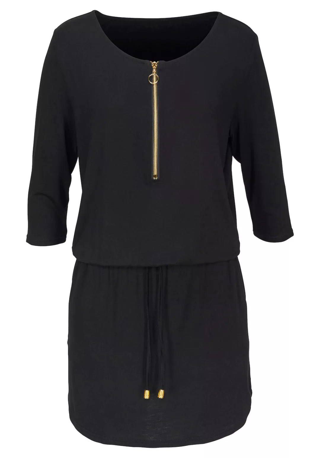 LASCANA Jerseykleid mit goldfarbenem Reißverschlussdetail und Taschen, spor günstig online kaufen