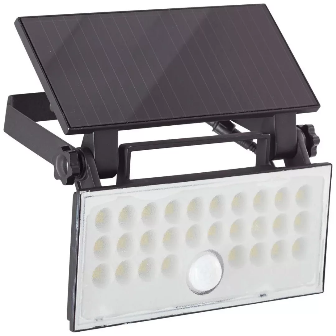 LED Solar Wandleuchte Luton in Schwarz 6W 1000lm IP65 mit Bewegungsmelder günstig online kaufen