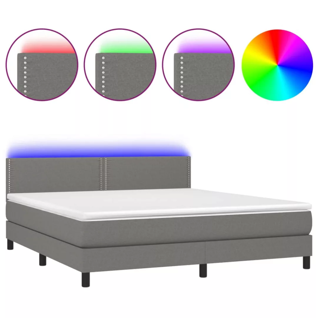 Vidaxl Boxspringbett Mit Matratze & Led Dunkelgrau 160x200 Cm Stoff günstig online kaufen