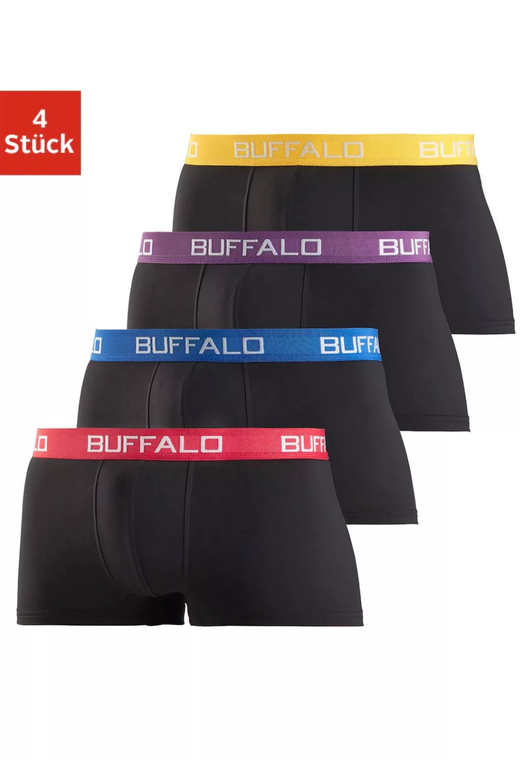 Buffalo Boxershorts, (Packung, 4 St.), in Hipster-Form mit Kontrastbund günstig online kaufen